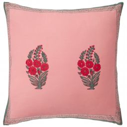 Roza-Gulshan Reversible Pillow Cover - Coral Pink